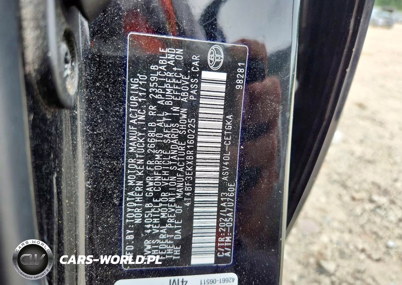 2011 Toyota Camry Xle VIN:4T4BF3EKXBR160225 - 13