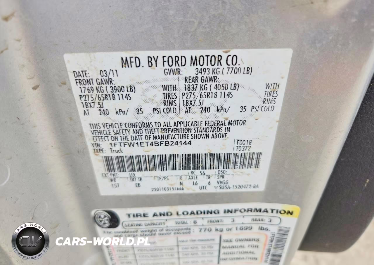 2011 Ford F150 Supercrew VIN:1FTFW1ET4BFB24144 - 12