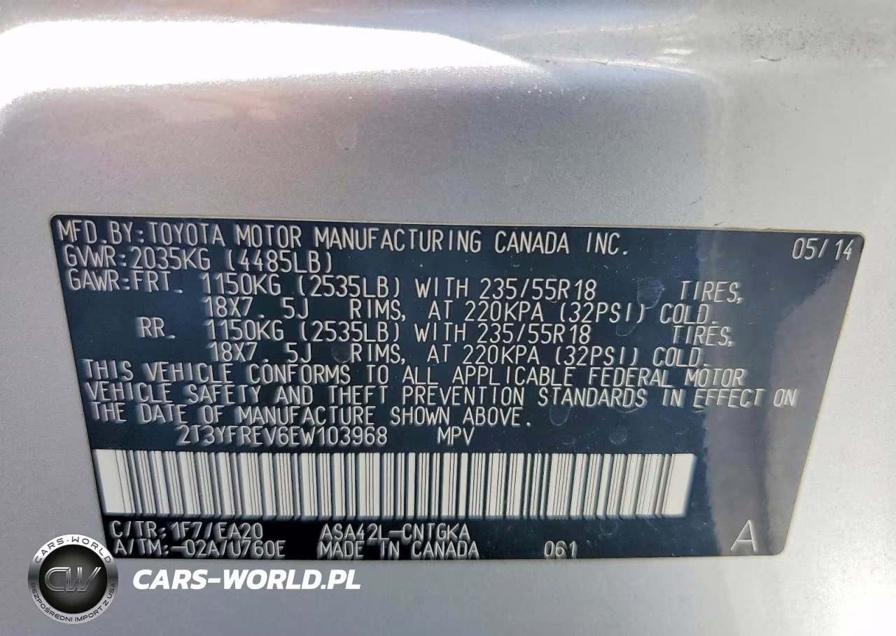 2014 Toyota Rav4 Limited VIN:2T3YFREV6EW103968 - 14