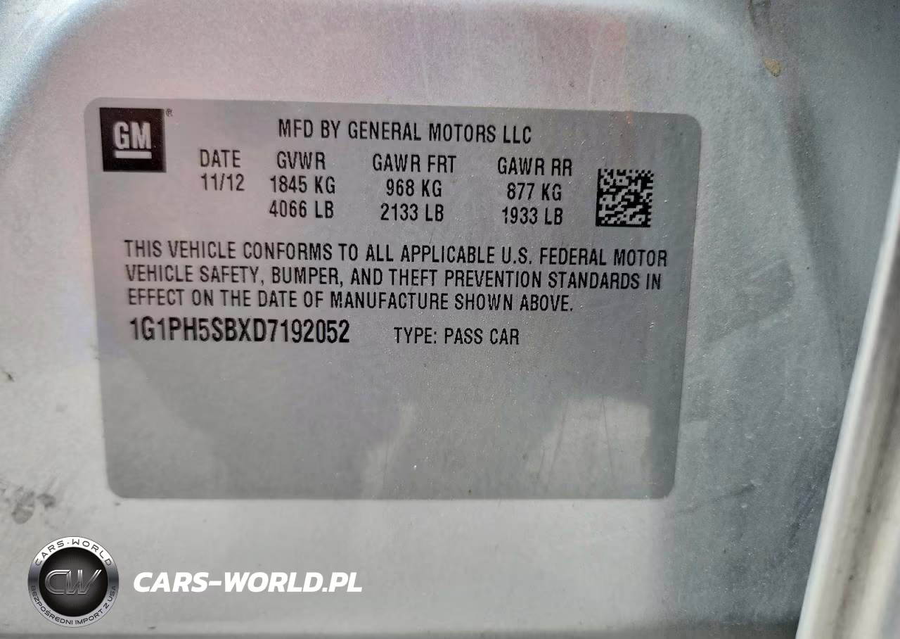 2013 Chevrolet Cruze Eco VIN:1G1PH5SBXD7192052 - 12