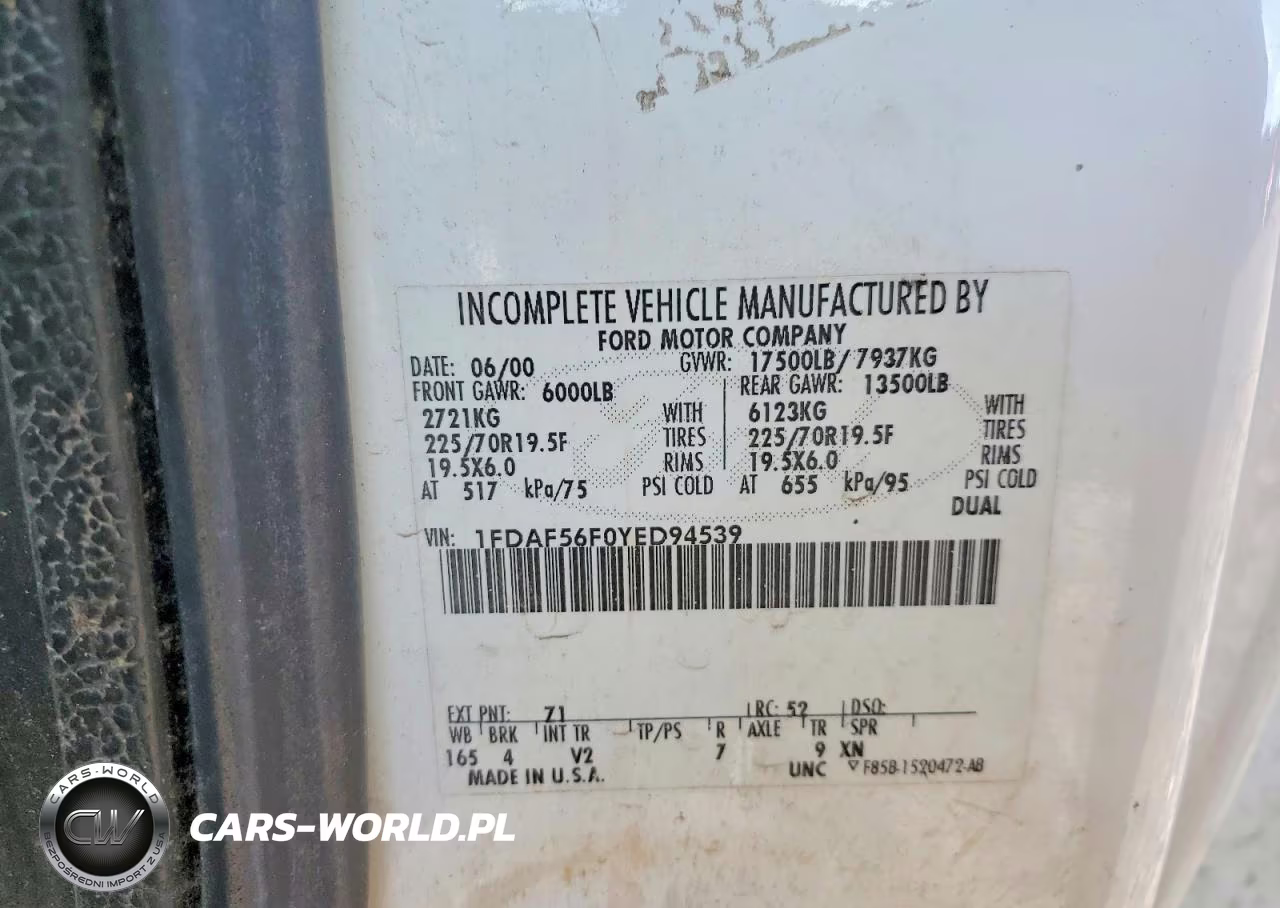 2000 Ford F550 Super Duty VIN:1FDAF56F0YED94539 - 12