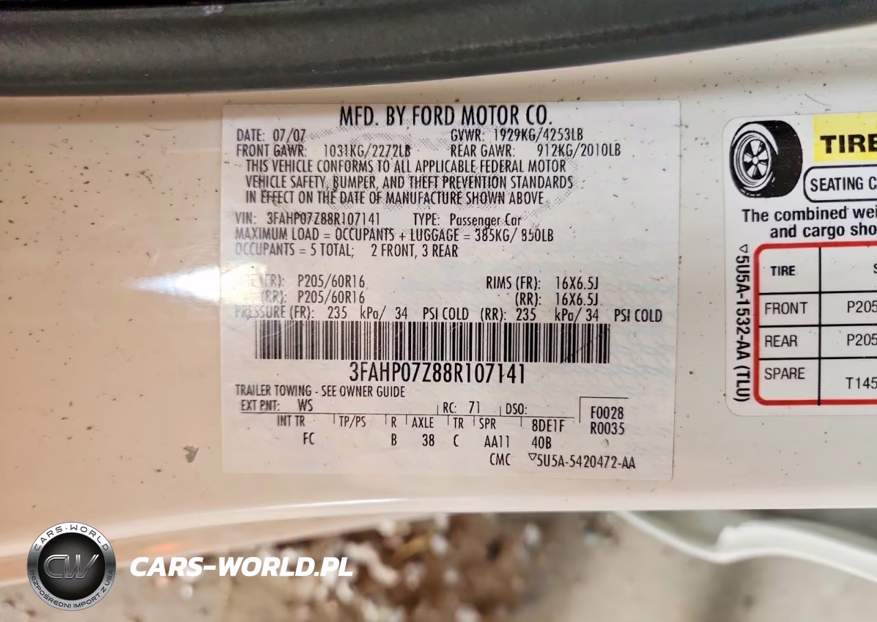 2008 Ford Fusion Se VIN:3FAHP07Z88R107141 - 12