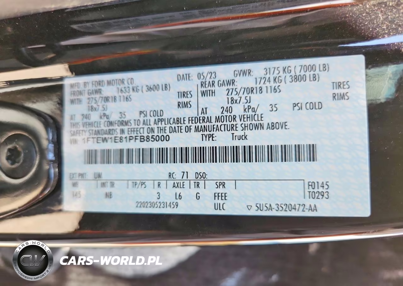 2023 Ford F150 Supercrew VIN:1FTEW1E81PFB85000 - 12