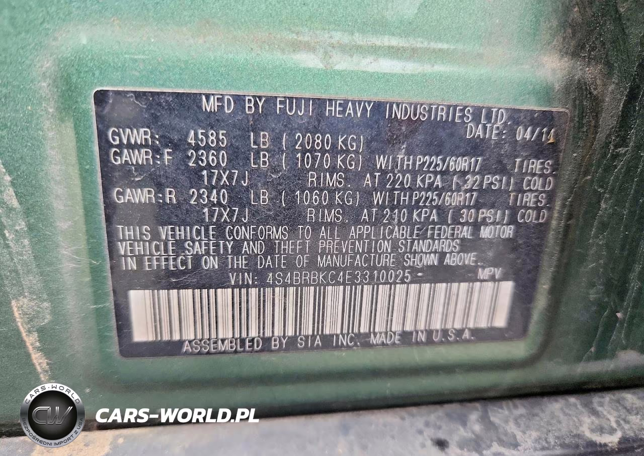 2014 Subaru Outback 2.5I Limited VIN:4S4BRBKC4E3310025 - 13