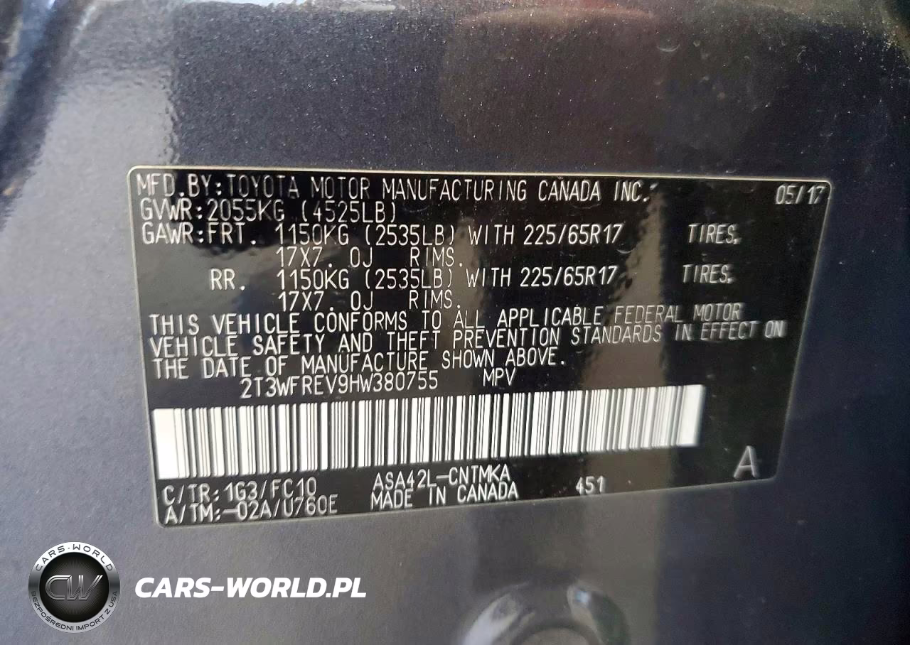 2017 Toyota Rav4 VIN:2T3WFREV9HW380755 - 12