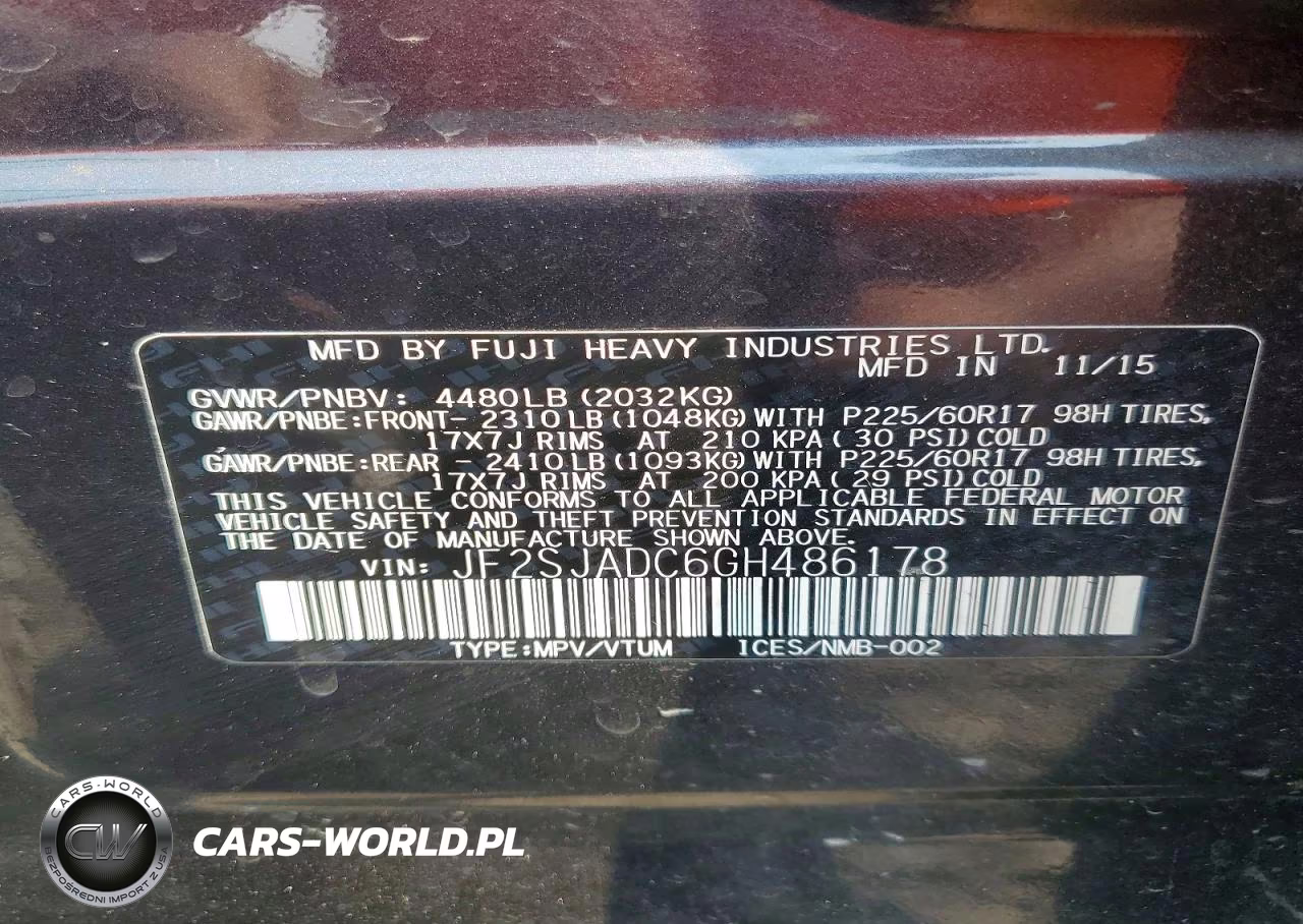2016 Subaru Forester 2.5I Premium VIN:JF2SJADC6GH486178 - 13