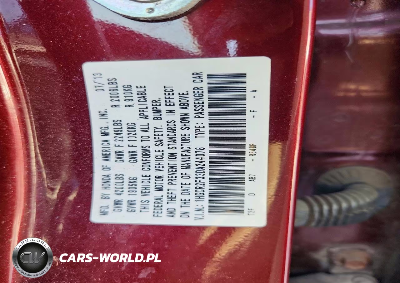 2013 Honda Accord Lx VIN:1HGCR2F33DA244078 - 13