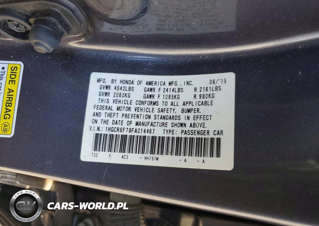 2015 Honda Accord Touring Hybrid VIN:1HGCR6F78FA014467 - 12