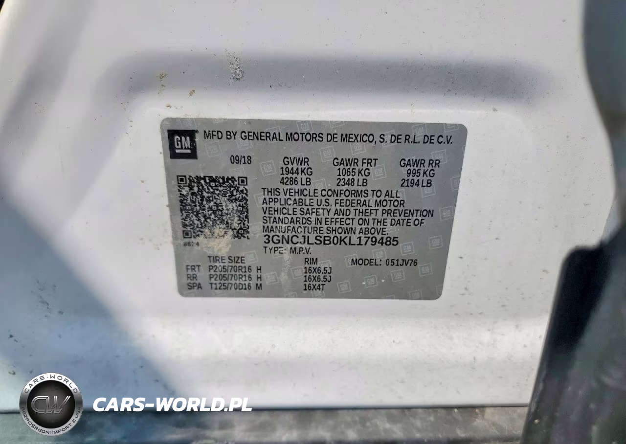 2019 Chevrolet Trax 1Lt VIN:3GNCJLSB0KL179485 - 12
