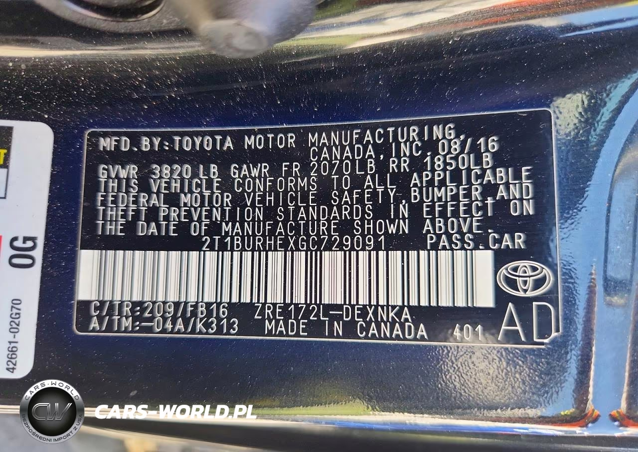 2016 Toyota Corolla Le Plus VIN:2T1BURHEXGC729091 - 12