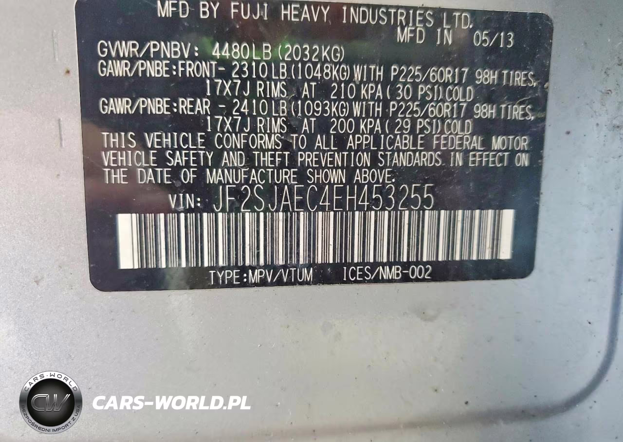 2014 Subaru Forester VIN:JF2SJAEC4EH453255 - 12