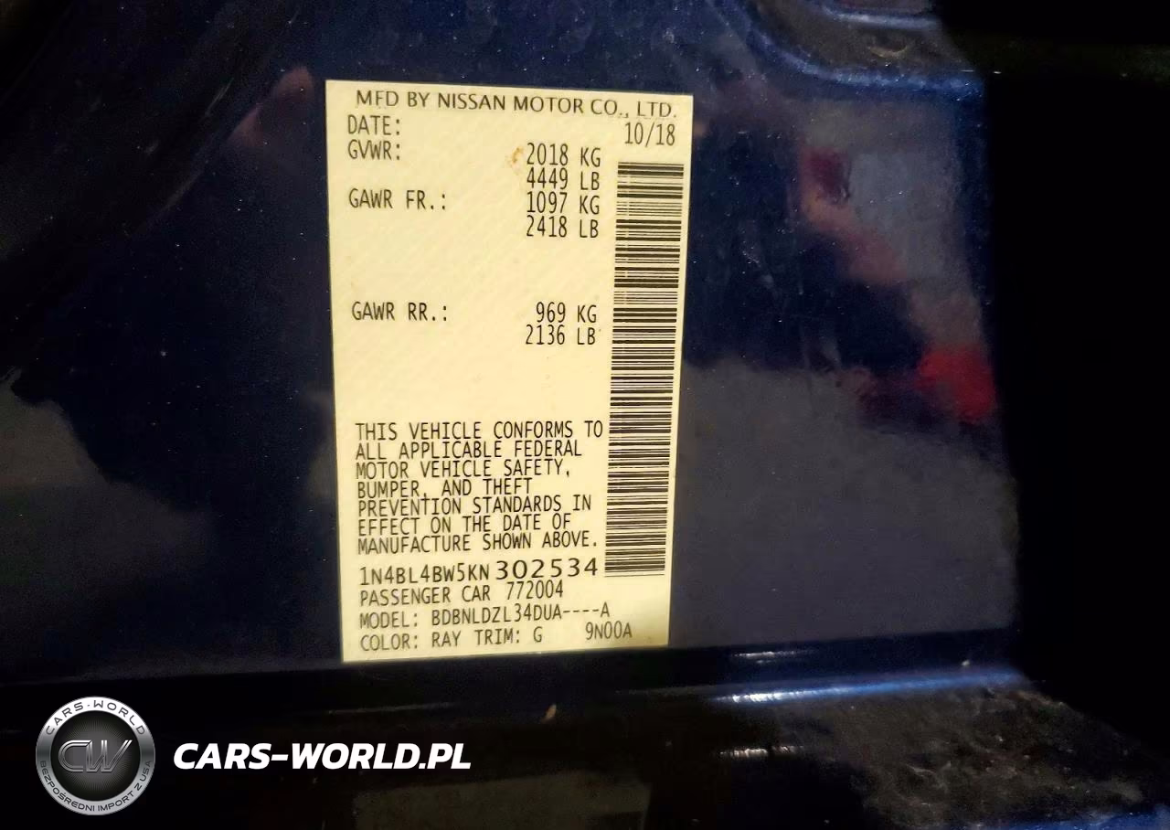 2019 Nissan Altima S VIN:1N4BL4BW5KN302534 - 12