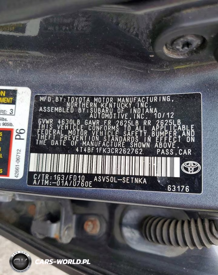 2012 Toyota Camry Le VIN:4T4BF1FK3CR262762 - 12