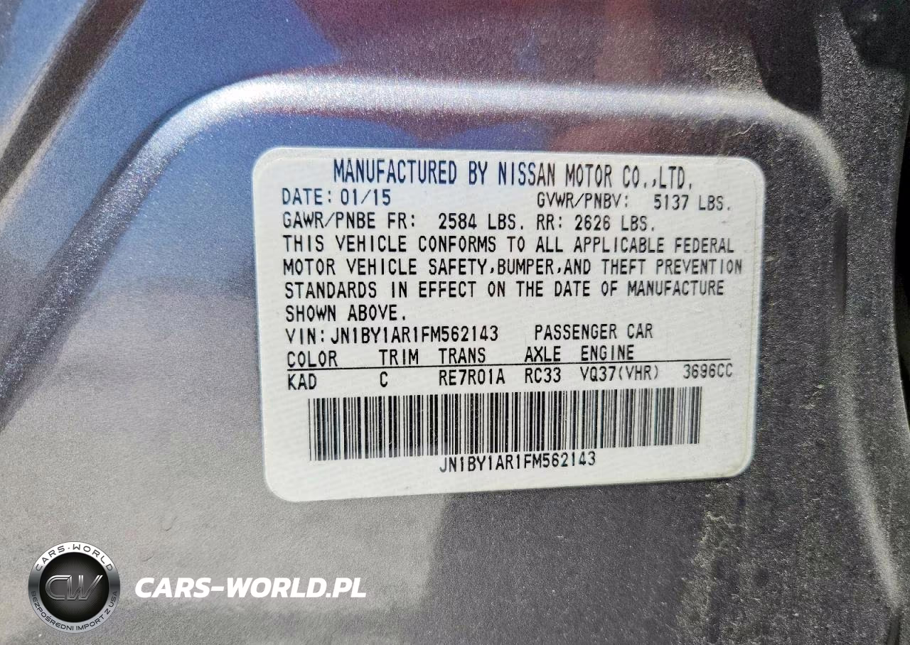 2015 Infiniti Q70 3.7 VIN:JN1BY1AR1FM562143 - 12