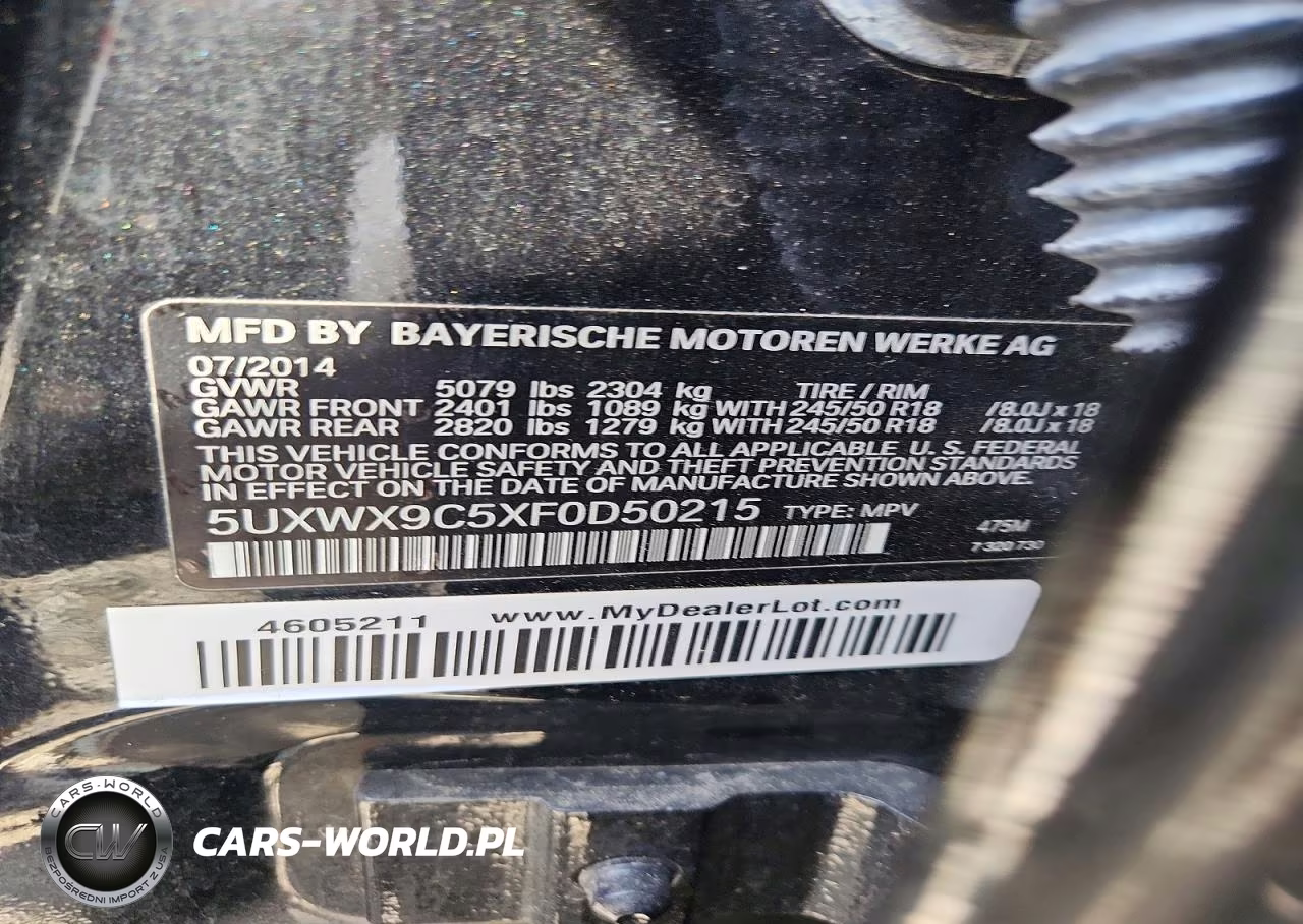 2015 BMW X3 xDrive28I VIN:5UXWX9C5XF0D50215 - 12
