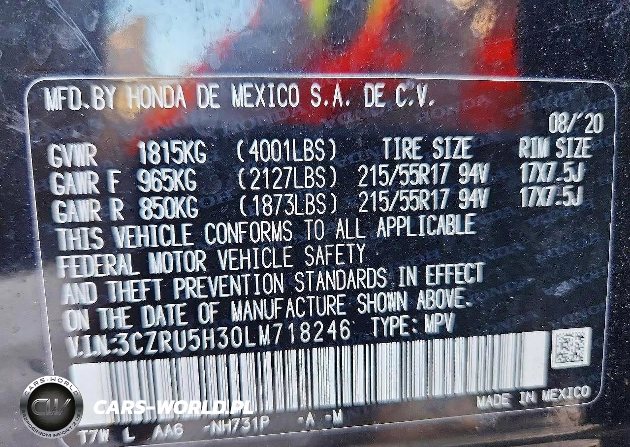 2020 Honda Hr-V Lx VIN:3CZRU5H30LM718246 - 12
