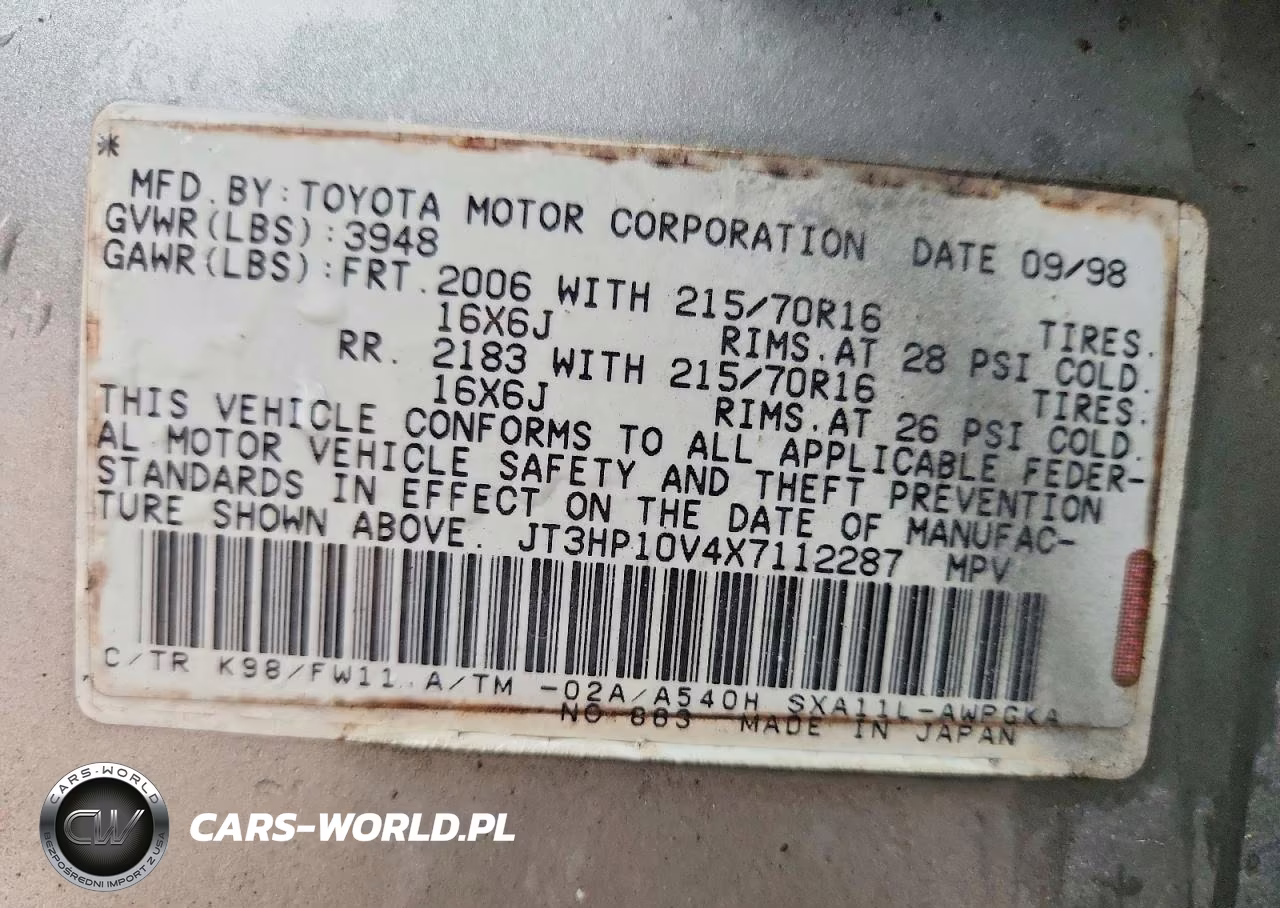 1999 Toyota Rav4 Base VIN:JT3HP10V4X7112287 - 13