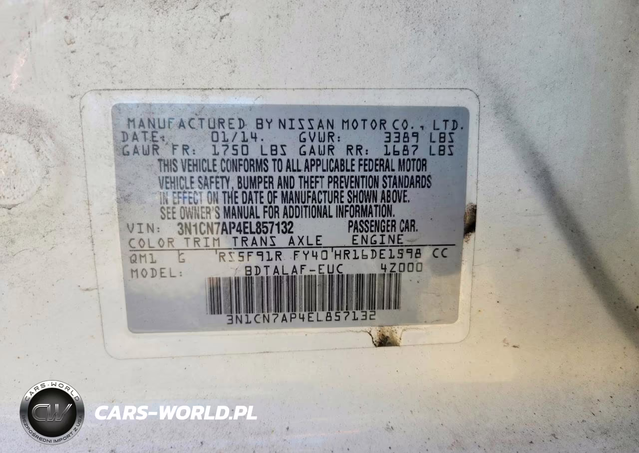 2014 Nissan Versa 1.6 S VIN:3N1CN7AP4EL857132 - 12
