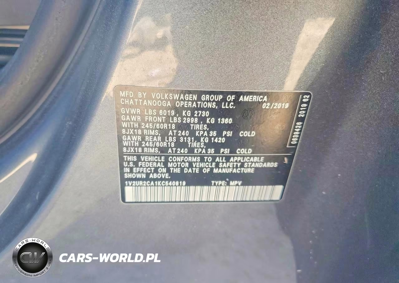 2019 Volkswagen Atlas Se VIN:1V2UR2CA1KC540819 - 13