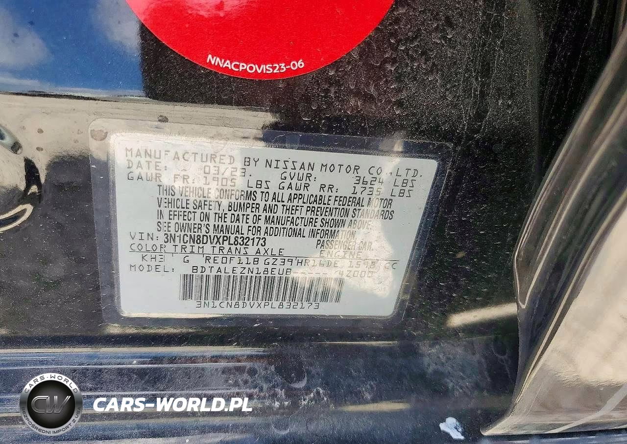 2023 Nissan Versa S VIN:3N1CN8DVXPL832173 - 12