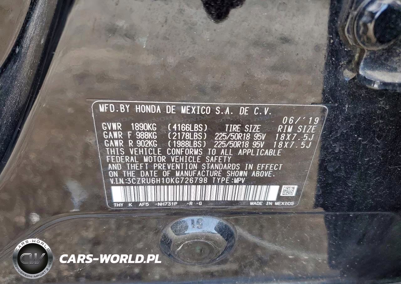 2019 Honda Hr-V Sport VIN:3CZRU6H10KG726798 - 12