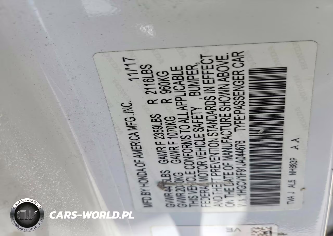 2018 Honda Accord Touring VIN:1HGCV1F91JA044676 - 12