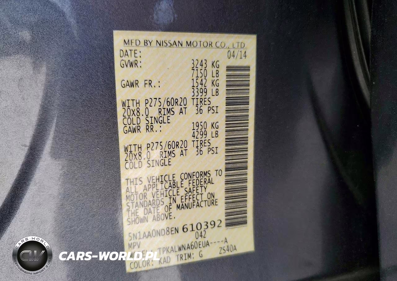 2014 Nissan Armada Platinum VIN:5N1AA0ND8EN610392 - 13