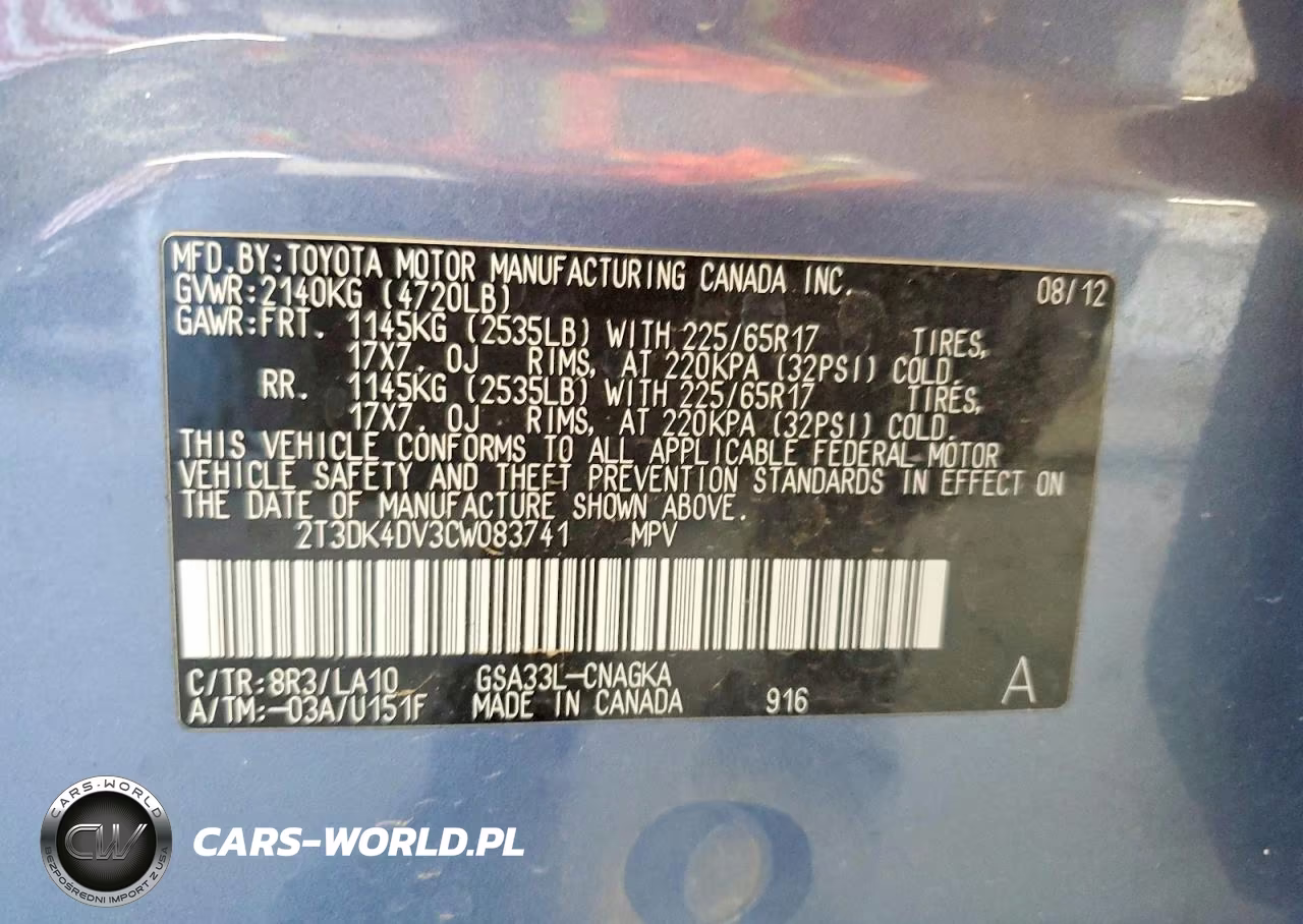 2012 Toyota Rav4 Limited VIN:2T3DK4DV3CW083741 - 13