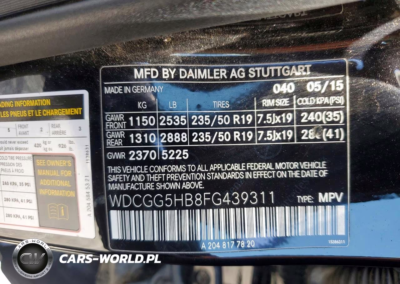 2015 Mercedes-Benz Glk 350 VIN:WDCGG5HB8FG439311 - 13