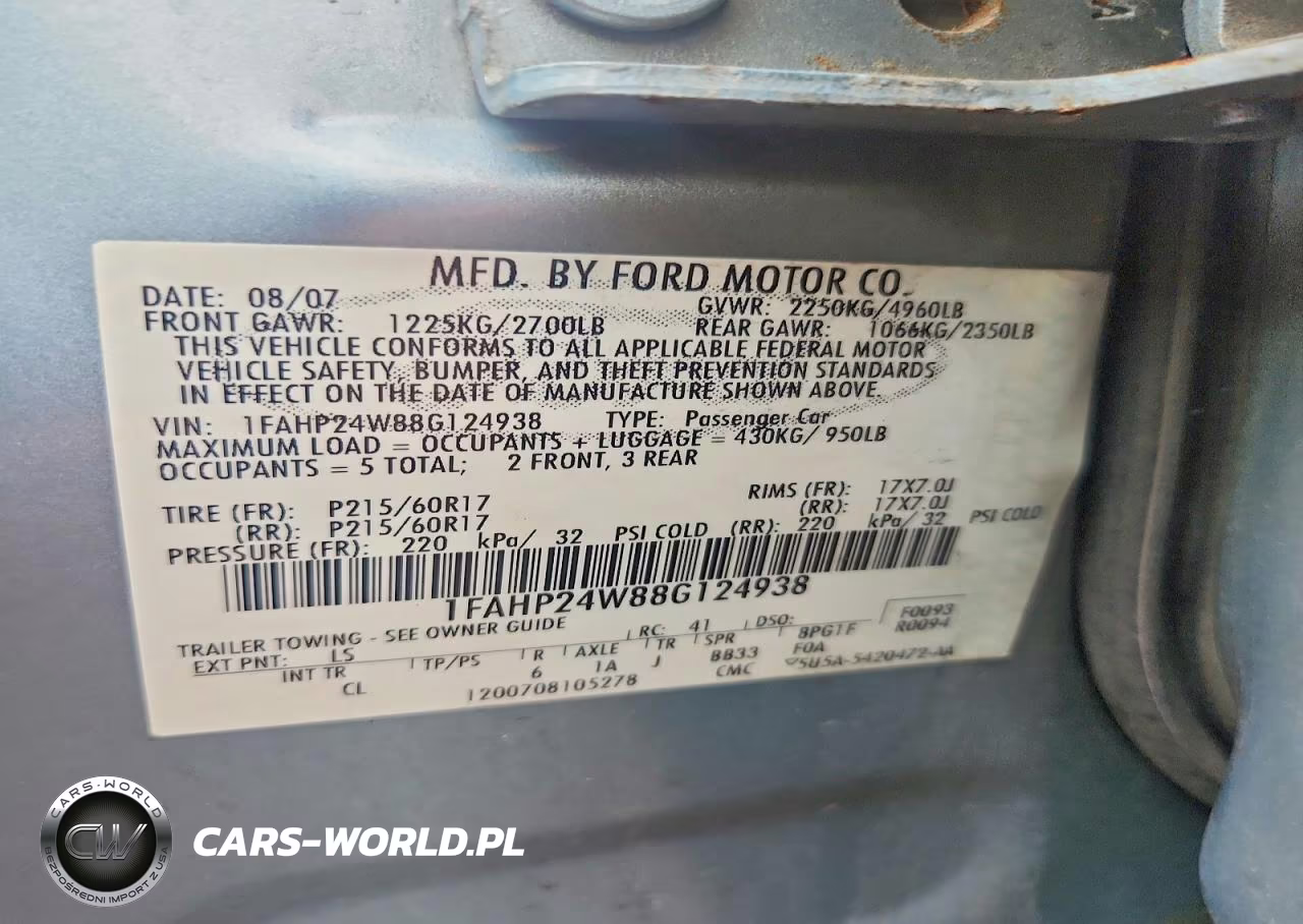 2008 Ford Taurus Sel VIN:1FAHP24W88G124938 - 13