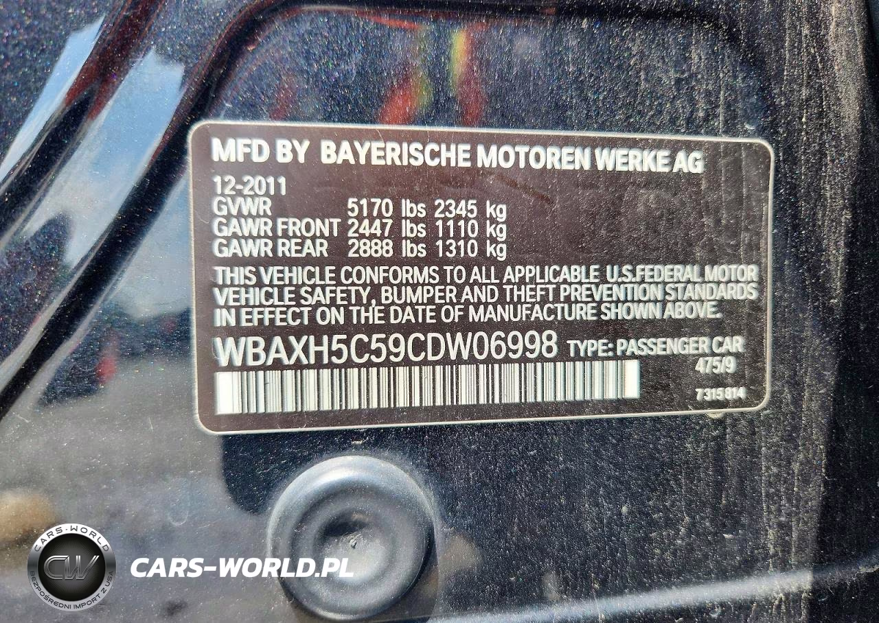 2012 BMW 528 Xi VIN:WBAXH5C59CDW06998 - 12