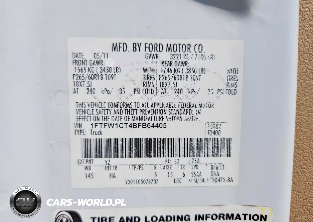 2011 Ford F150 Supercrew VIN:1FTFW1CT4BFB64405 - 12