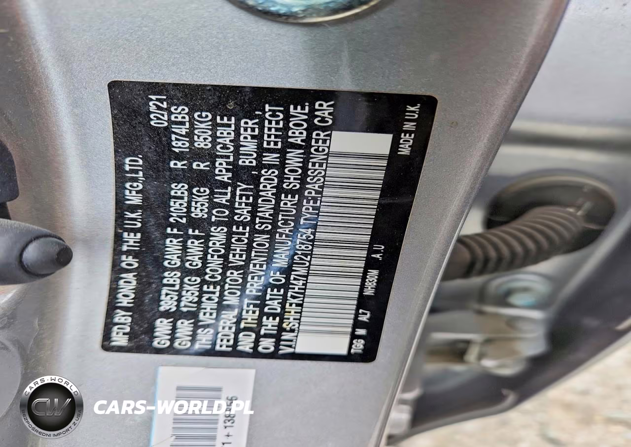 2021 Honda Civic Sport VIN:SHHFK7H47MU218754 - 13