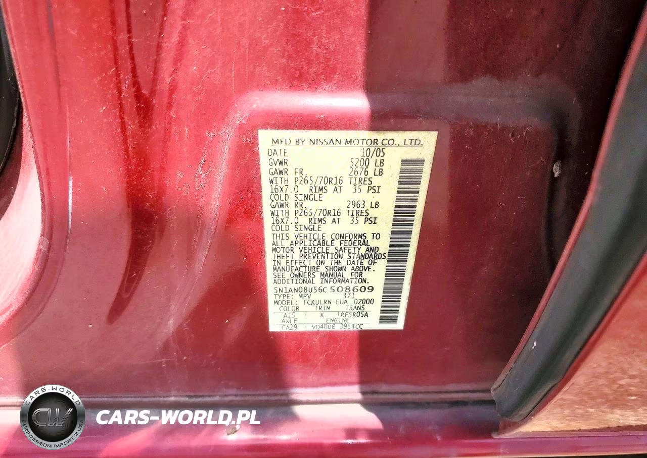 2006 Nissan Xterra X VIN:5N1AN08U56C508609 - 13