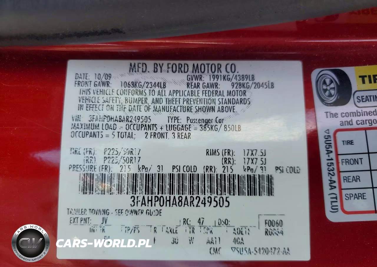 2010 Ford Fusion Se VIN:3FAHP0HA8AR249505 - 12