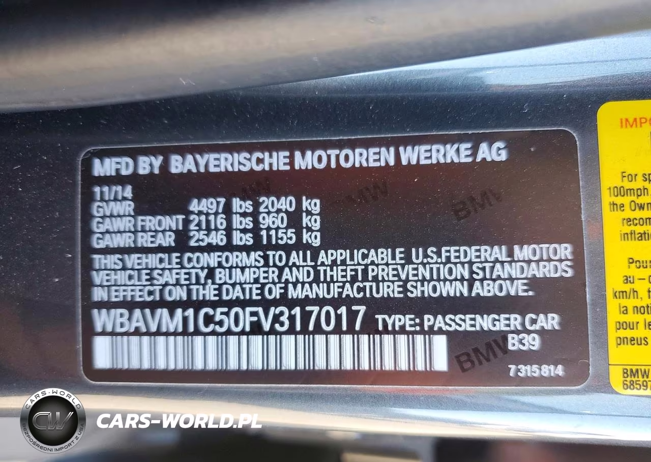 2015 BMW X1 Sdrive28I VIN:WBAVM1C50FV317017 - 12