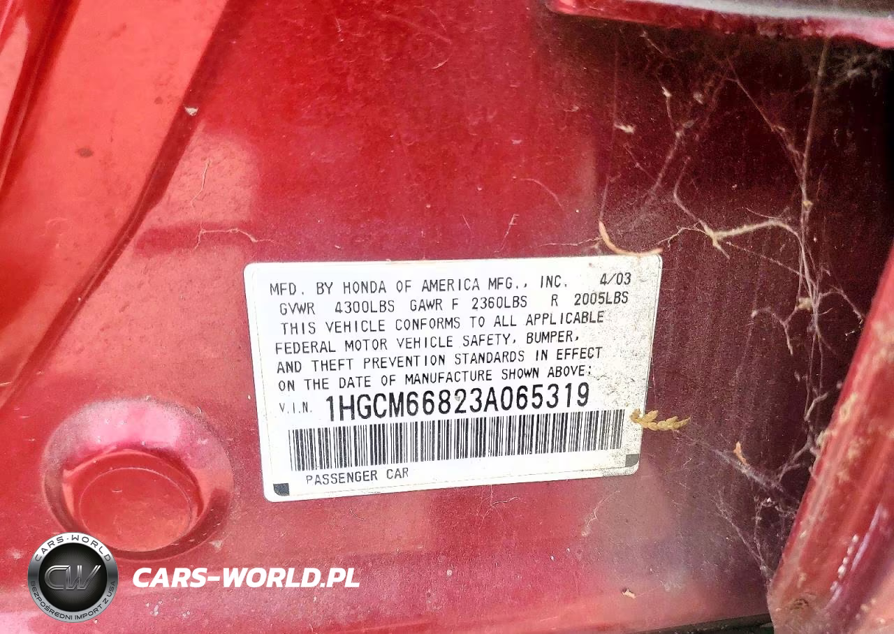 2003 Honda Accord Ex VIN:1HGCM66823A065319 - 12