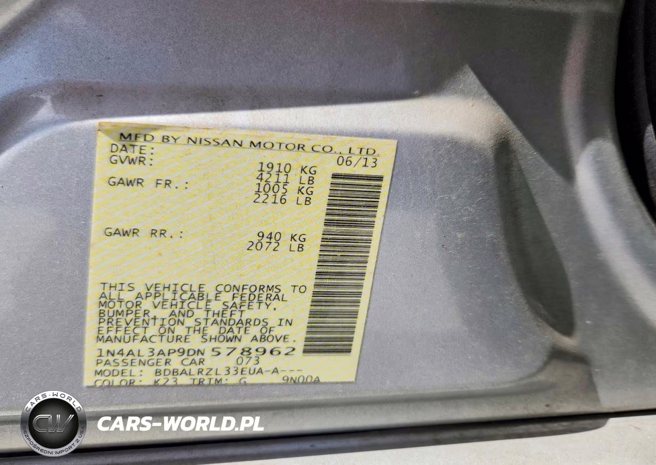 2013 Nissan Altima 2.5 VIN:1N4AL3AP9DN578962 - 12