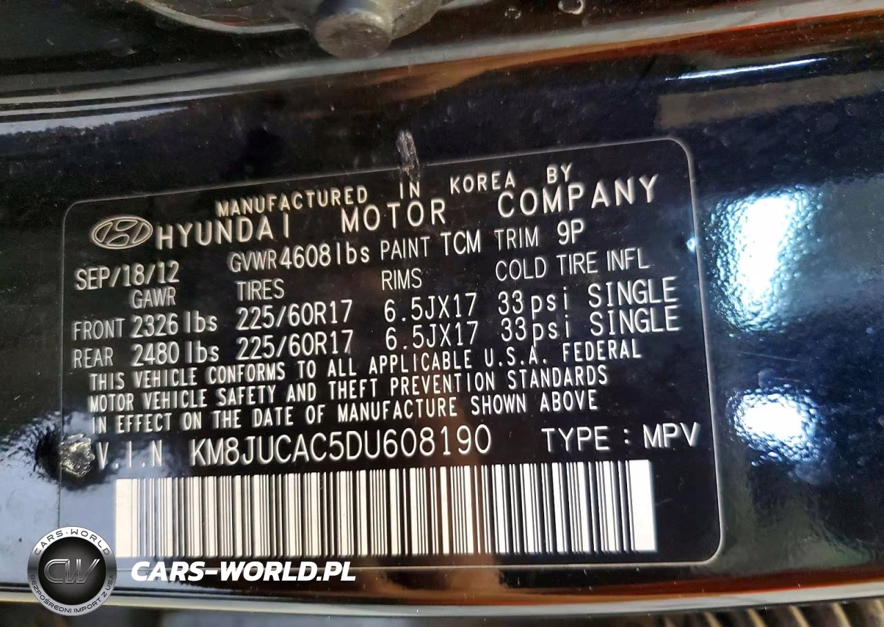 2013 Hyundai Tucson Gls VIN:KM8JUCAC5DU608190 - 13