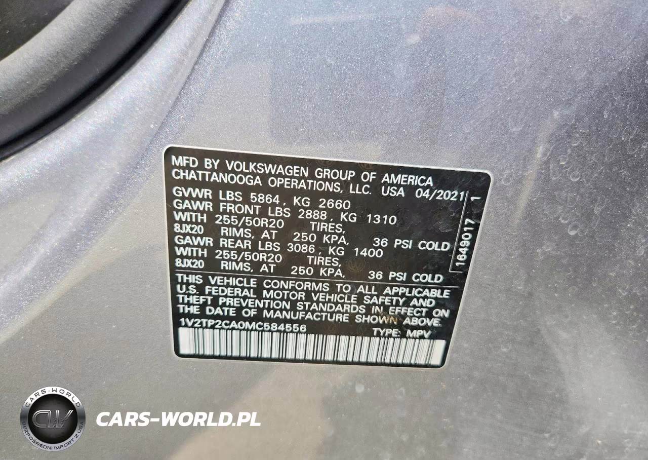 2021 Volkswagen Atlas Sel Premium VIN:1V2TP2CA0MC584556 - 13