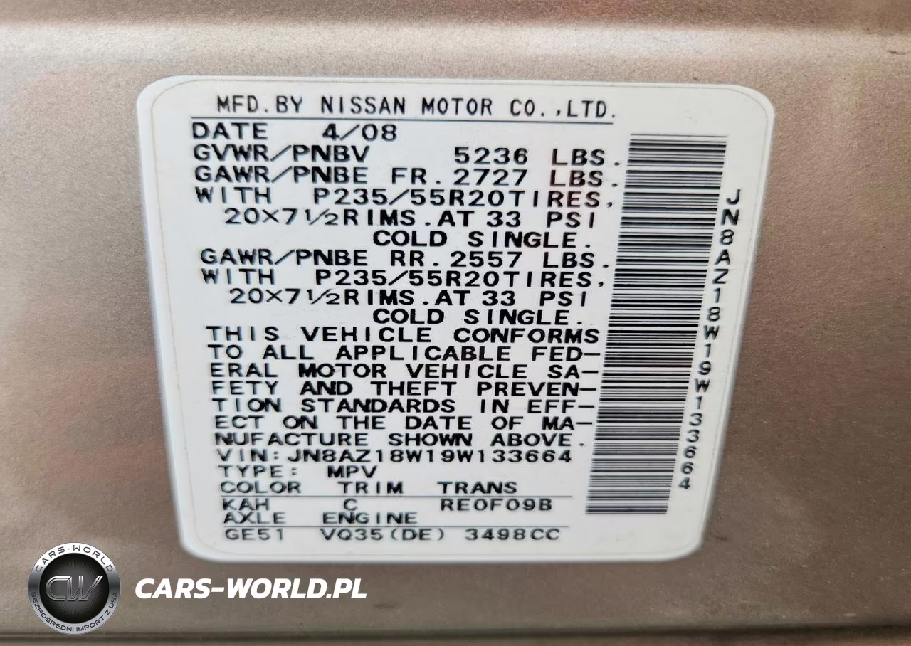 2009 Nissan Murano S VIN:JN8AZ18W19W133664 - 13
