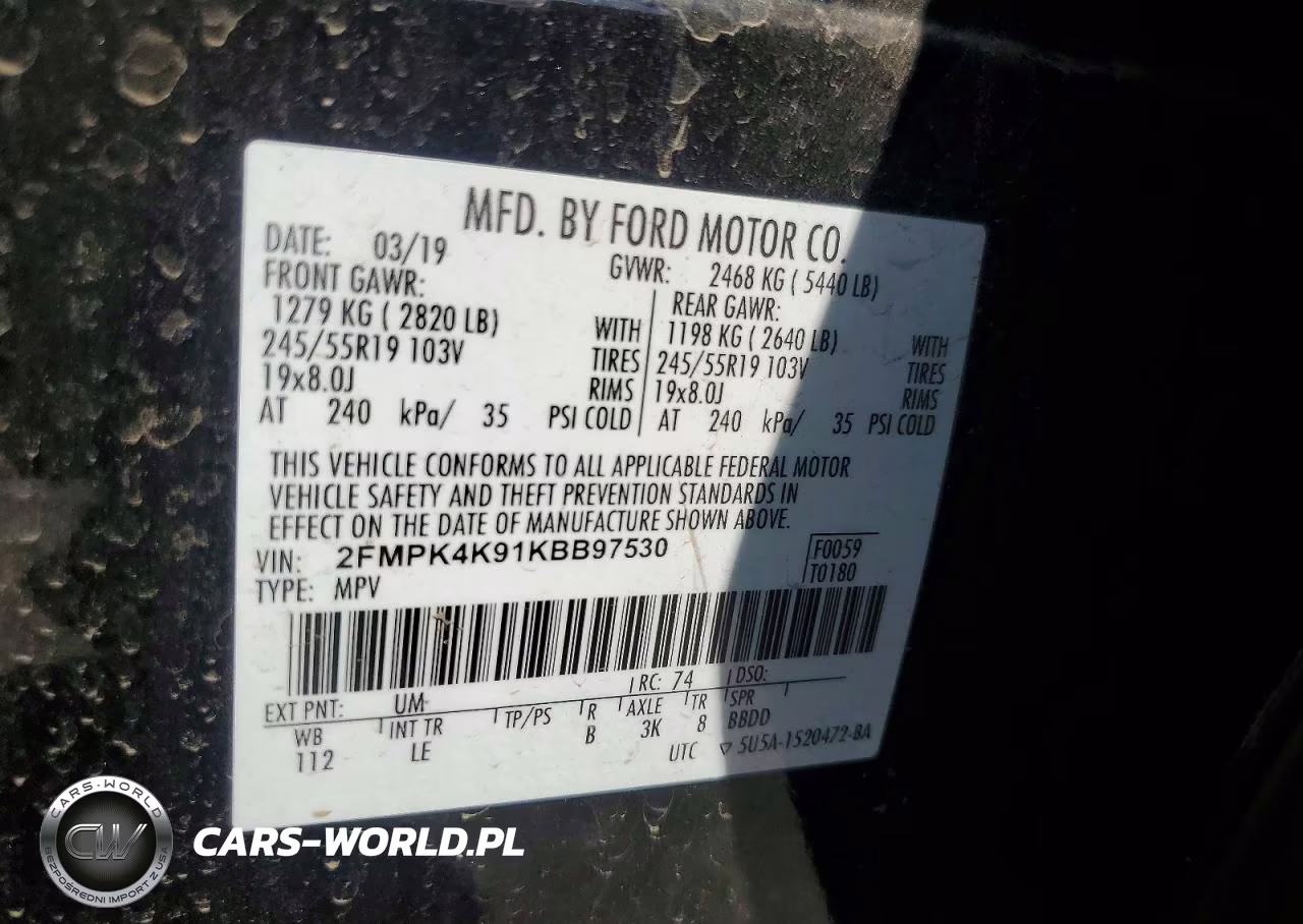2019 Ford Edge Titanium VIN:2FMPK4K91KBB97530 - 13