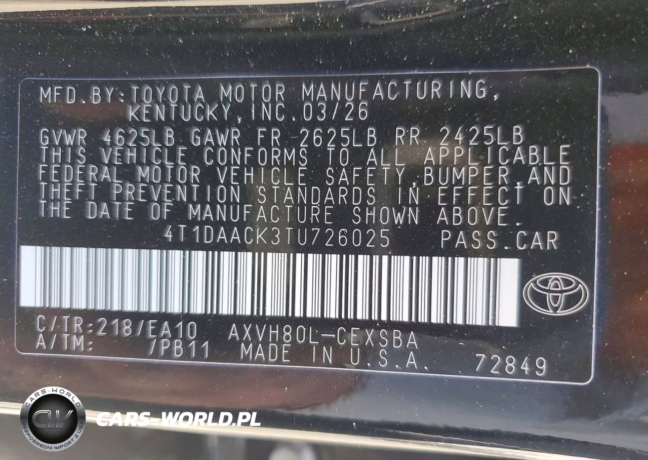 2026 Toyota Camry Se VIN:4T1DAACK3TU726025 - 13