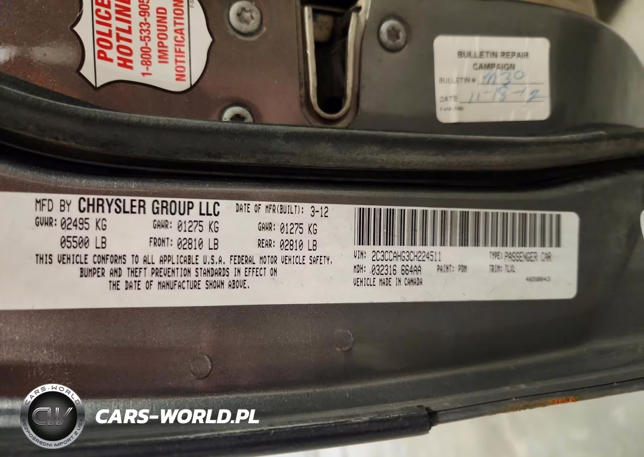 2012 Chrysler 300 Limited VIN:2C3CCAHG3CH224511 - 12