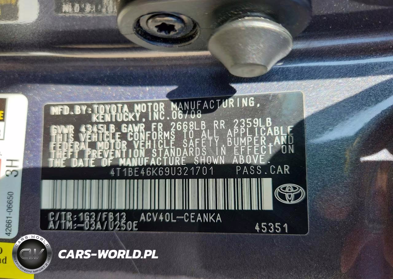 2009 Toyota Camry VIN:4T1BE46K69U321701 - 12