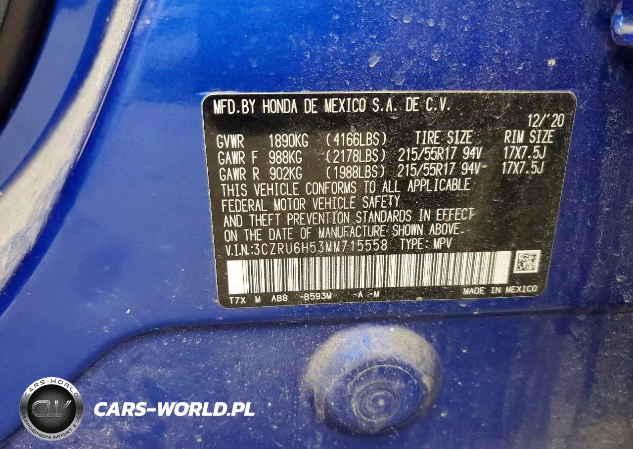 2021 Honda Hr-V Ex VIN:3CZRU6H53MM715558 - 13