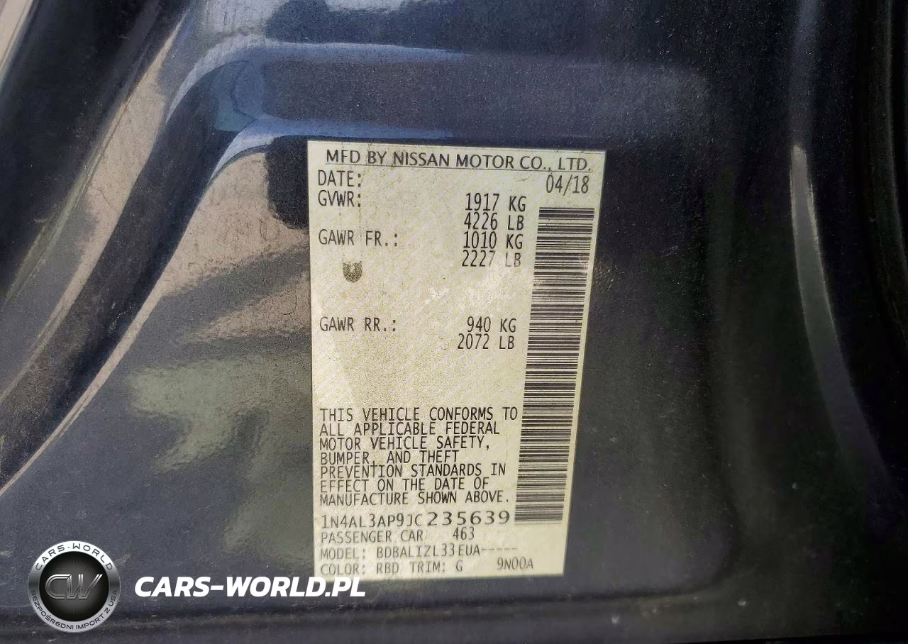 2018 Nissan Altima 2.5 Sv VIN:1N4AL3AP9JC235639 - 12