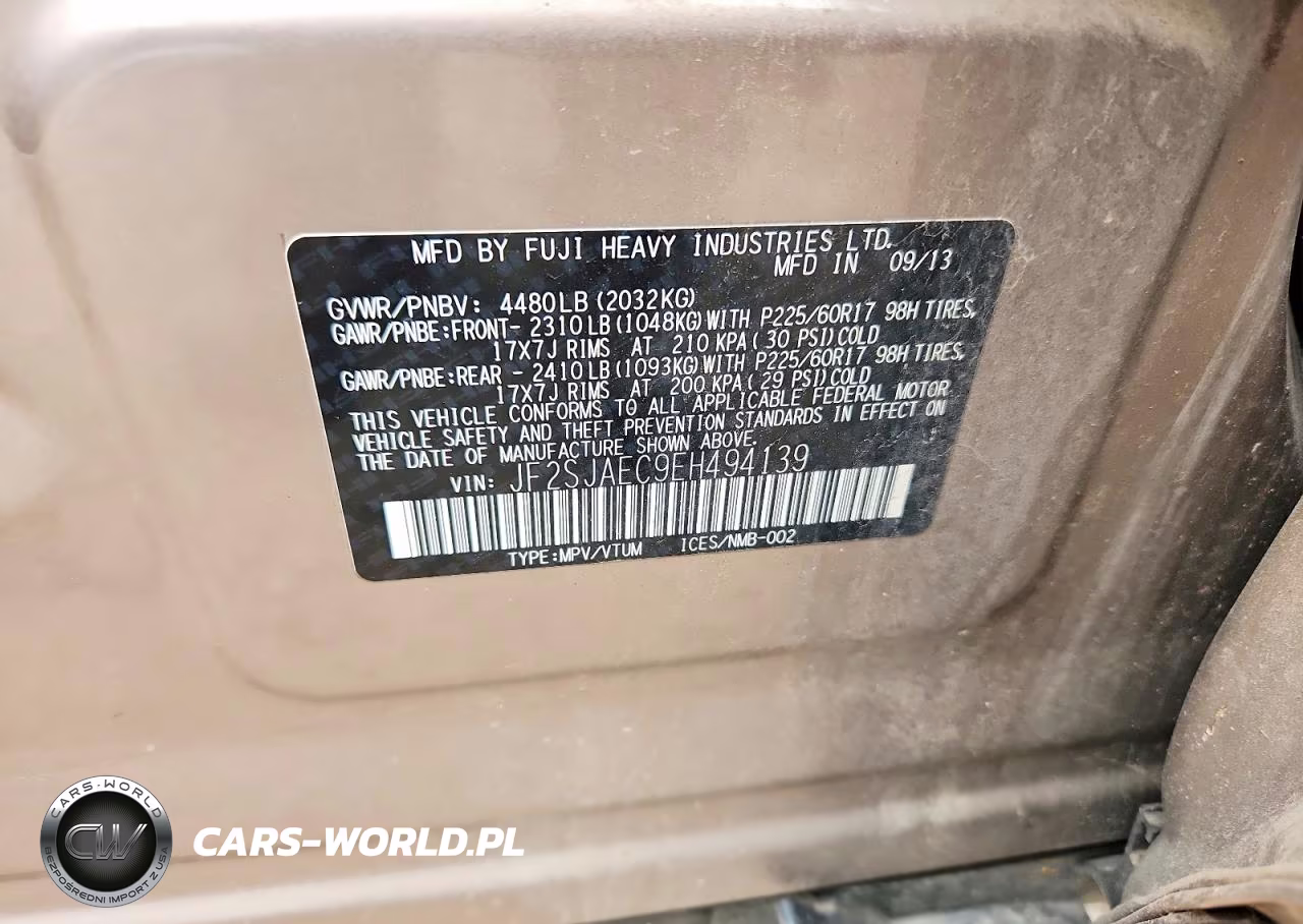 2014 Subaru Forester 2.5I Premium VIN:JF2SJAEC9EH494139 - 13