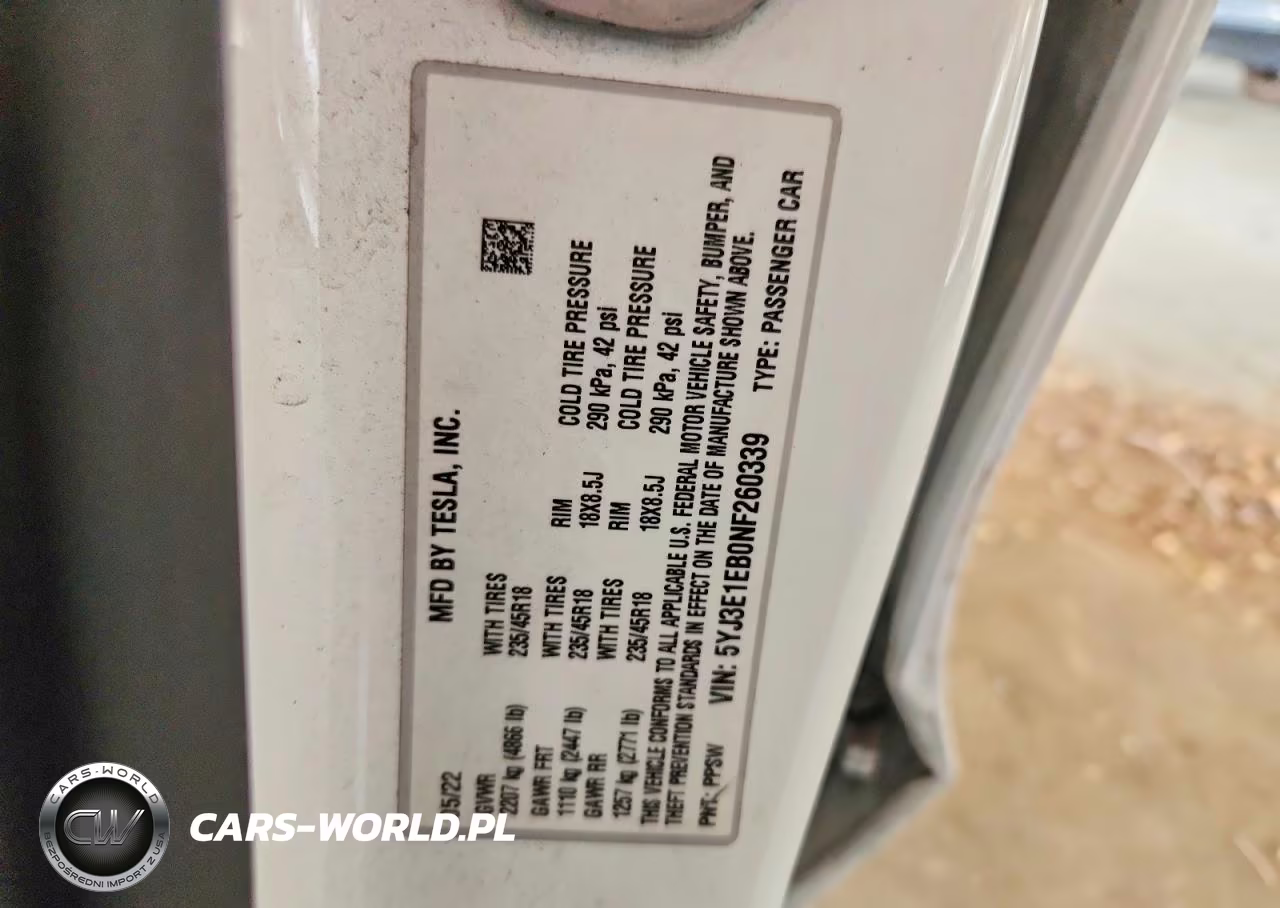 2022 Tesla Model 3 VIN:5YJ3E1EB0NF260339 - 12