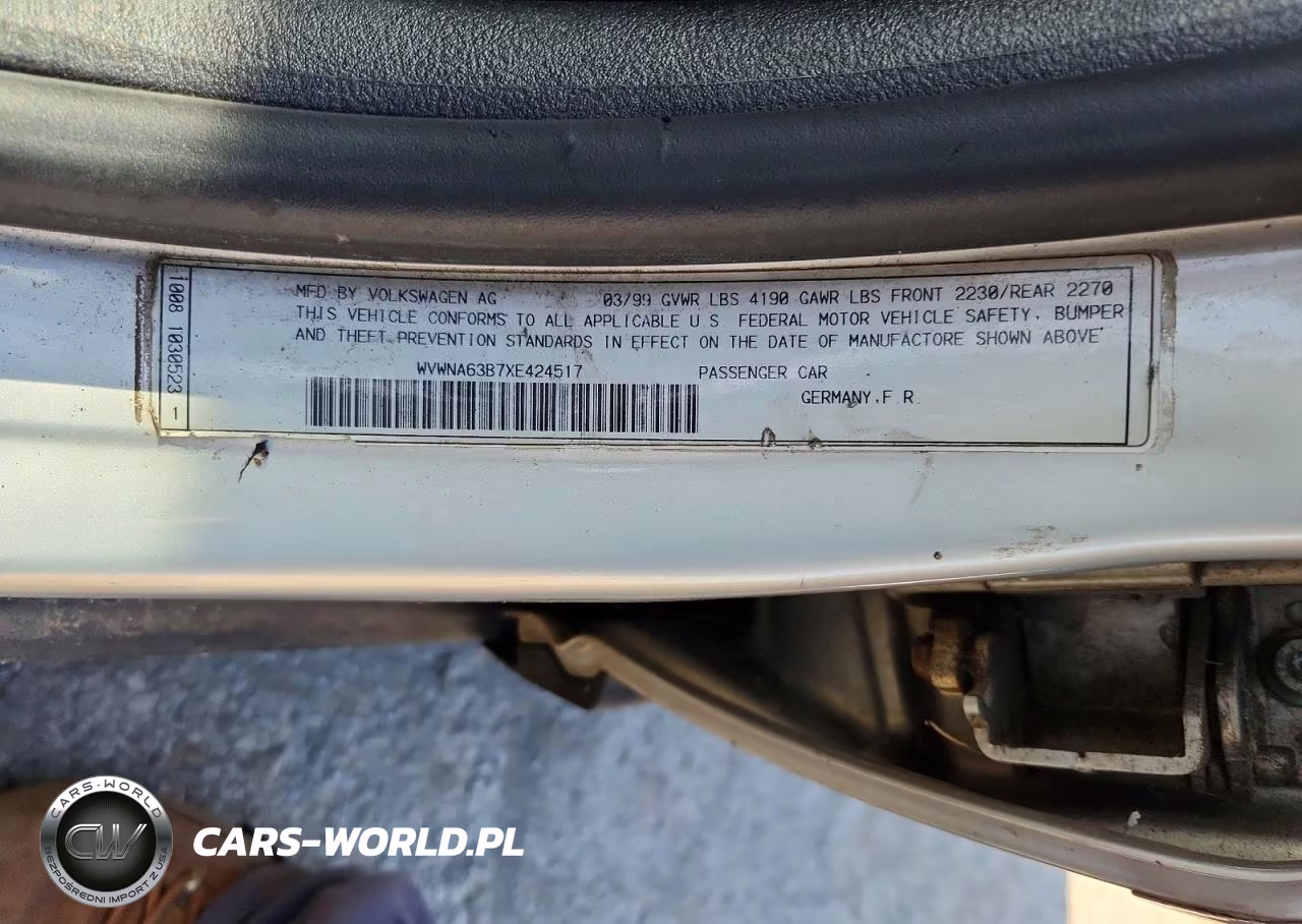 1999 Volkswagen Passat Gls VIN:WVWNA63B7XE424517 - 12